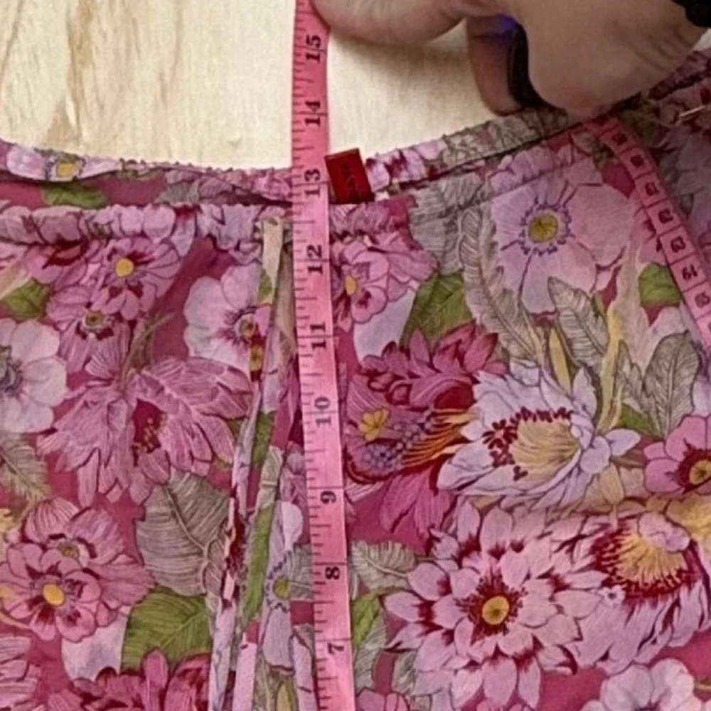 Josie by Natori Pink Floral Pajama Pants Wide Leg Drawstring Medium 092630